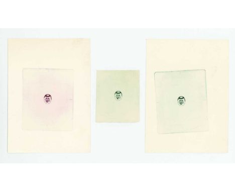 Qatar circa 1972-73 head vignettes of Shaikh Khalifa as used for 75 dirhams stamp value, in various shades (6). Provenance: t