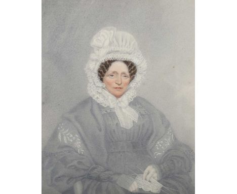 WATERCOLOURS. A cased watercolour portrait miniature relating to the King family, approximately 12.5cm x 10cm, together with 