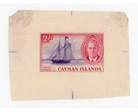 Cayman Islands 1950 2 shillings imperf proof in different colours to the issued stamp. Provenance: the archive of Alan Dow, e