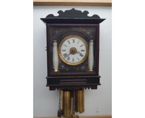 Victorian mounted wall clock with enamel dial 