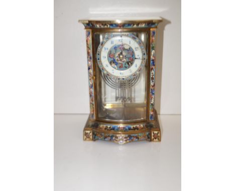 A French Champleve Enamel Mantle ClockThe dial with White enamelled chapter ring and Arabic numerals, with movement number 20