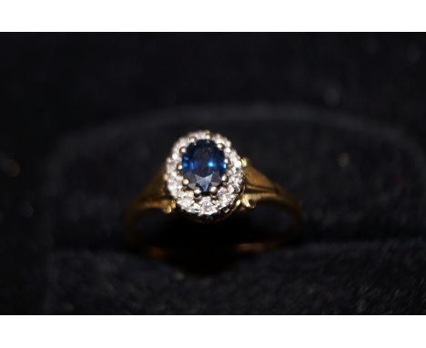 18 carat gold diamond and sapphire ring size S