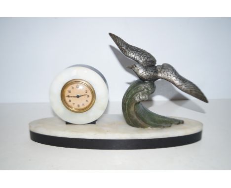 Art deco marble clock Width  34 cm 