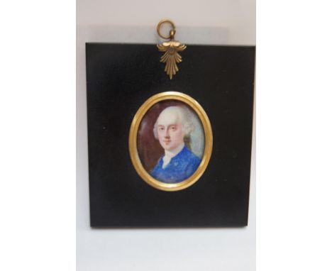 Circle of Zincke circa 1777 - portrait miniature of a gentleman wearing a royal blue jacket , enamel, oval, framed, portrait 