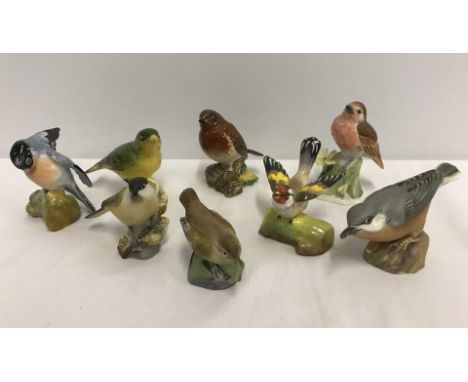 8 porcelain bird figurines to include Beswick, Royal Worcester & Crown Staffordshire. Some pieces a/f. 