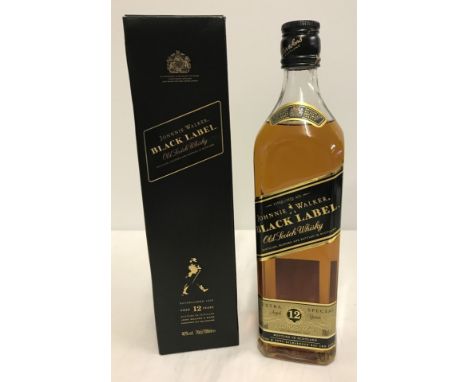 A boxed 70cl bottle of Johnny Walker Black label old Scotch whisky. Aged 12 years. 