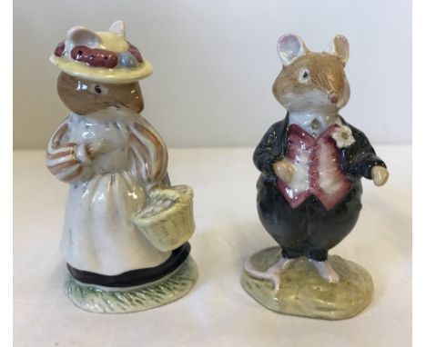 2 Royal Doulton "Brambly Hedge" ceramic figurines. Lady Woodmouse D.BH.5 together with Dusty Dogwood D.BH.6. Being sold on be