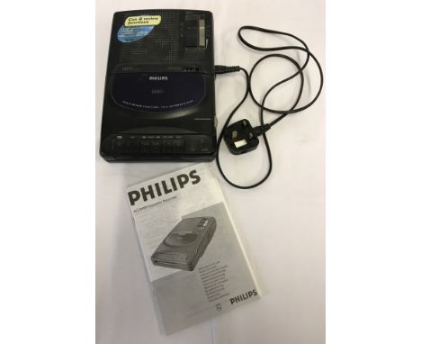 A vintage Philips AQ 6455 Cassette Recorder. Complete with power lead and instruction manual. 