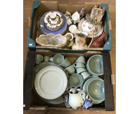 2 boxes of assorted china. To include Spode, Crown Derby and Dresden. 