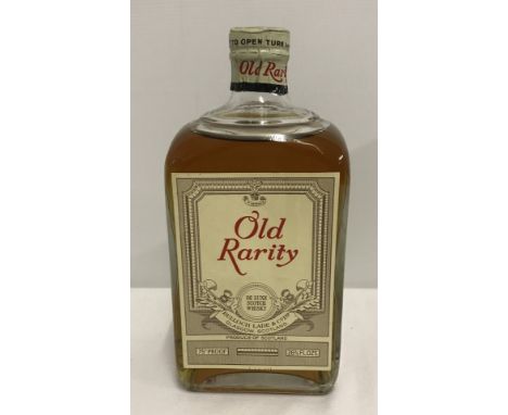 A bottle of "Old Rarity" scotch whisky from Bulloch Lade & Co Ltd, Glasgow Scotland. 26 2/3 fl.ozs bottle. 75% proof. 