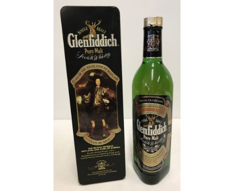 A 70cl bottle of Glenfiddich single malt Scotch whisky. In a Clan Murray presentation tin from a series "Clans of the Highlan