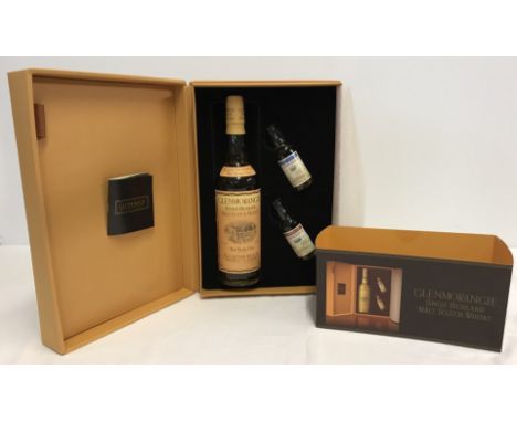 A 70cl bottle of 10 years old Glenmorangie single malt whisky in presentation case. Complete with 2 5cl miniatures containing