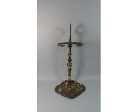 A 19th Century French Champleve Enamel Fire Tool Stand. 