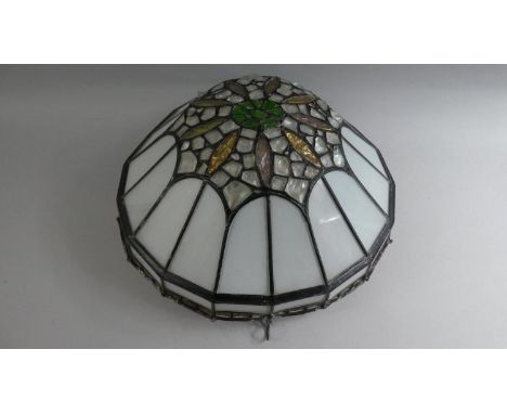 A Vintage Opaque Glass Tiffany Style Ceiling Light Shade and Fitting. AF, 39cms Diameter