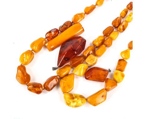 Various Baltic amber jewellery, including butterscotch necklace, specimen necklace etc, 147.1g total (5)Lot sold as seen unle