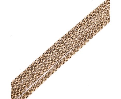 An Antique unmarked gold long guard chain, with dog clip, chain length 174cm, 22.8gNo major damage, no broken links, all are 