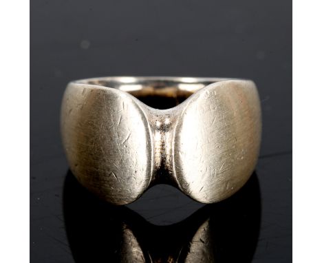 GEORG JENSEN - a Vintage Danish sterling silver ring, designed by Henning Koppel, model no. 100, setting height 12.2mm, size 