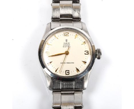 TUDOR by ROLEX - a Vintage stainless steel Oyster Royal mechanical bracelet watch, ref. 7903, circa 1960s, silvered dial with