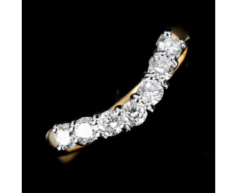 A modern 18ct gold diamond wishbone ring, set with modern round brilliant-cut diamonds, total diamond content approx 0.38ct, 