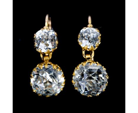 A pair of Georgian paste drop earrings, unmarked yellow metal closed-back settings with shepherd hook fittings, overall heigh