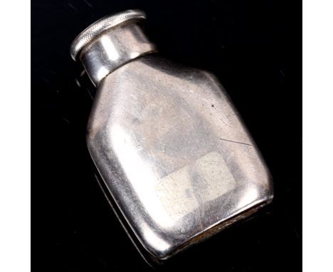 A Victorian miniature silver Maze patent flask Vesta case, height 5cmGeneral wear all over with a few dents on base, lid open