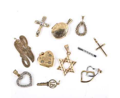 Various 9ct gold charms and pendants, 19.5g grossLot sold as seen unless specific item(s) requested 