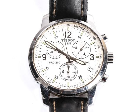 TISSOT - a stainless steel PRC200 quartz wristwatch, ref. T461, circa 2011, silvered dial with quarterly Arabic numerals, 3 s