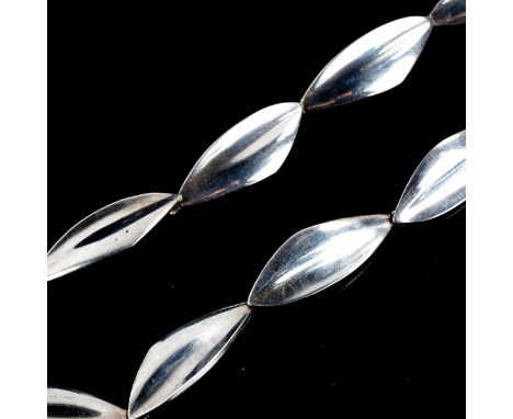 ULRICH - a Danish modernist sterling silver panel necklace, length 41cm, 42.5gNo damage, no broken links, settings lightly ab
