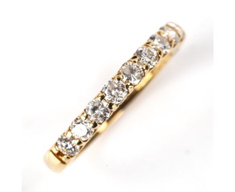 A modern 18ct gold diamond half eternity ring, set with modern round brilliant-cut diamonds, total diamond content approx 0.5