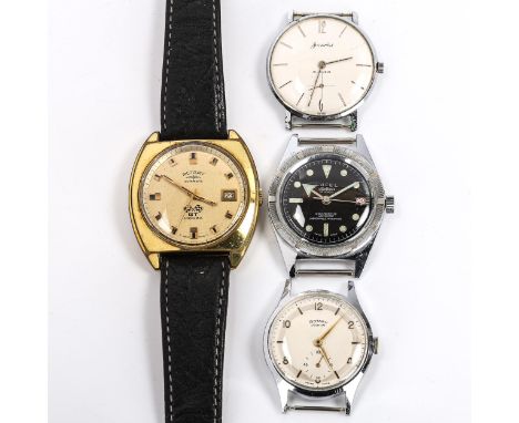 4 Vintage mechanical wristwatches, comprising Rotary Junior, Accurist, Rotary Monza automatic, and Lafel Seaflower, all worki
