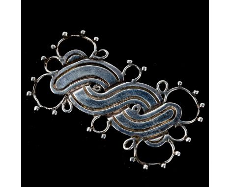 A large mid-century Mexican silver brooch, by William Spratling of Taxco, circa 1940, length 66.8mm, 17.9gNo damage, general 