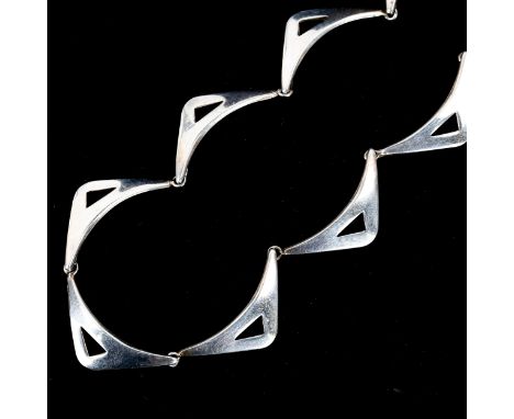 ULRICH - a Danish modernist sterling silver sail panel necklace, length 39cm, 27.4gNo damage, no broken links, settings light
