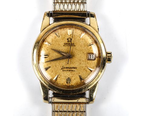 OMEGA - a Vintage gold plated stainless steel Seamaster Calendar automatic bracelet watch, ref. 2849, circa 1958, patinated s
