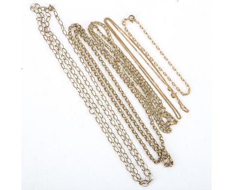 5 x 9ct gold chains, comprising 4 necklaces and 1 bracelet, 23.8g total (5)Lot sold as seen unless specific item(s) requested