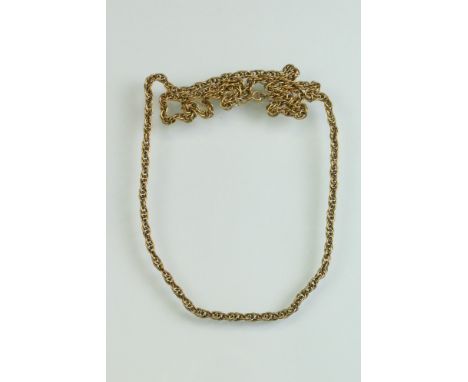 9ct yellow gold fancy link necklace, bolt ring clasp, length approx 70cm 