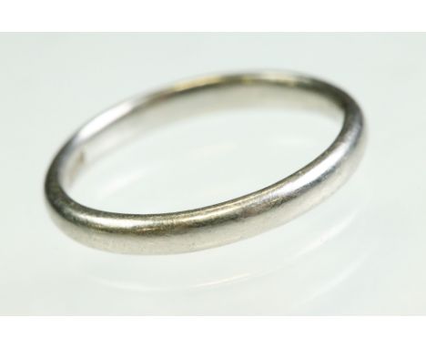 Platinum wedding band, plain polished, width approx 2.5mm, ring size K 