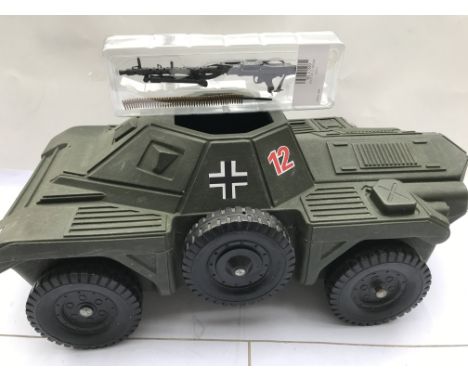 Action man, vintage Armoured car, with a repro turret gun