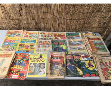 A collection of comics 1960s , 70s and 80s of TV comic starring Tom and Jerry, Noddy, Basil Brush etc, Batman comics, Playhou