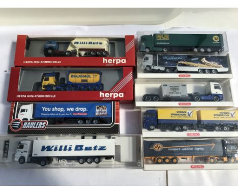 HO scale, boxed lorries, including Wiking, Herpa etc MIB