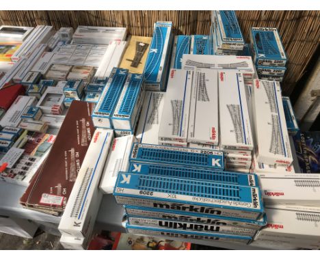 A large collection of boxed Marklin, Fleischmann, Peco etc , OO gauge track and other track accessories