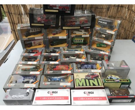 Corgi toys boxed diecast vehicles including Vans, Buses , Fire engines etc