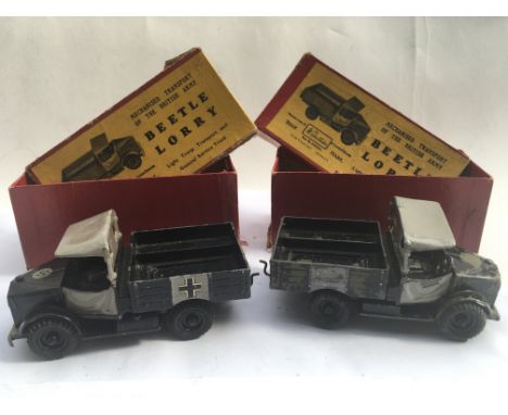 Britains Toys, boxed diecast, 2x British Army Beetle lorries, light troop transport and general service trucks #1877