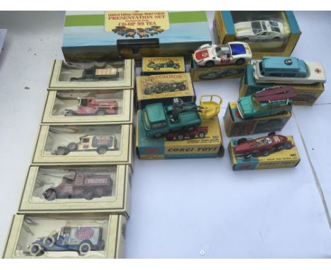 Corgi toys boxed including Ghia 5000 Mangusta #271, Hydraulic tower wagon #478, Ferrari F1 racing car #154, BMC Mini Countrym