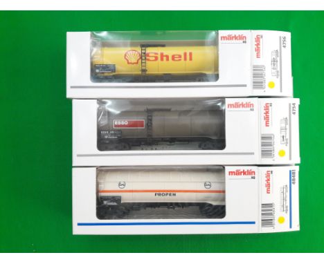 Marklin railway, HO scale , Rolling stock, Tankers, boxed, #48481, 4754, 4756, unrun, MIB 