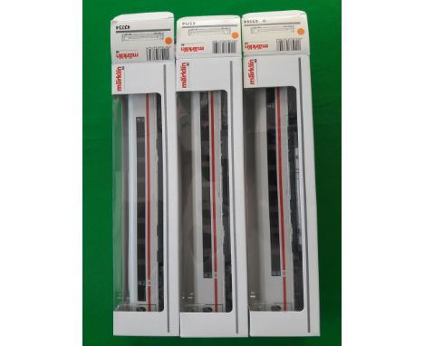 Marklin railway, HO scale, 3x Ice  Carriages, boxed, # 43714, 43744, 43734, unrun, MIB 