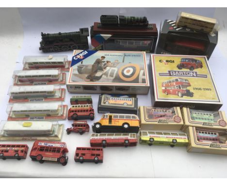 A collection of boxed and loose diecast vehicles including Corgi, Majorette, Solido etc
