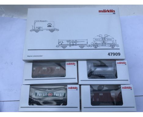 Marklin railway, HO scale, Rolling stock , boxed #47909, 46524, 46274, 46428, 46275