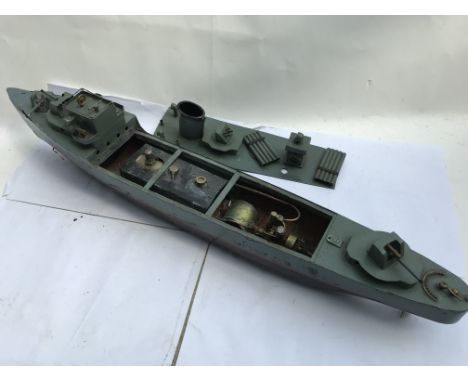 A model of a Frigate boat , tinplate with steam powered engine