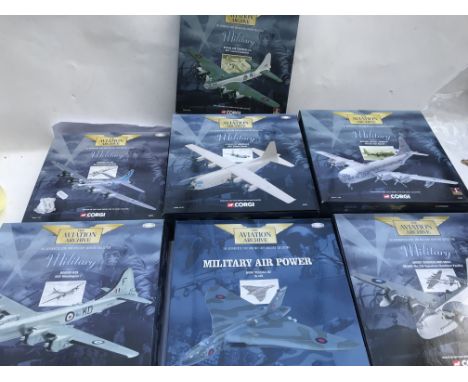 A collection of boxed Corgi Aviation Archive x7 , including Boeing 299 fortress, Boeing B-17G, C1 Hercules, Afro Vulcan etc