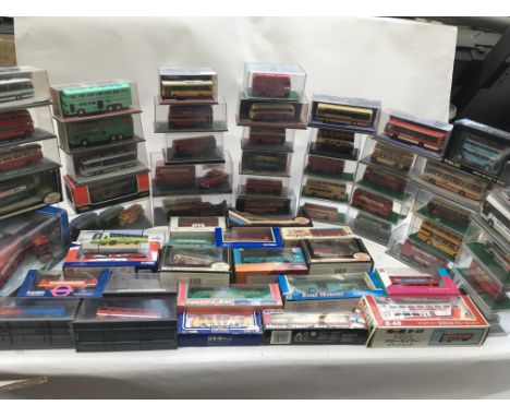 A collection of boxed Diecast Buses including Corgi, EFE, etc